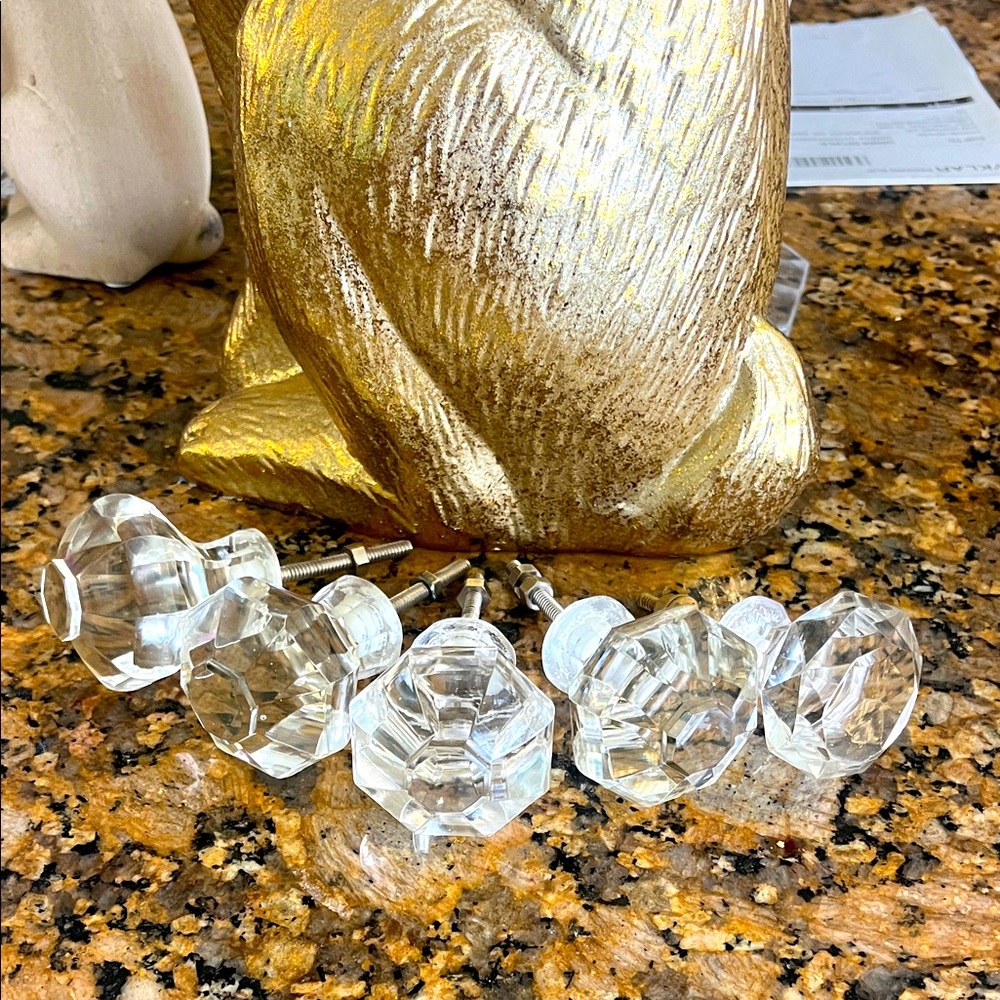 Fasciate, octagonal glass cabinet knobs set of five large